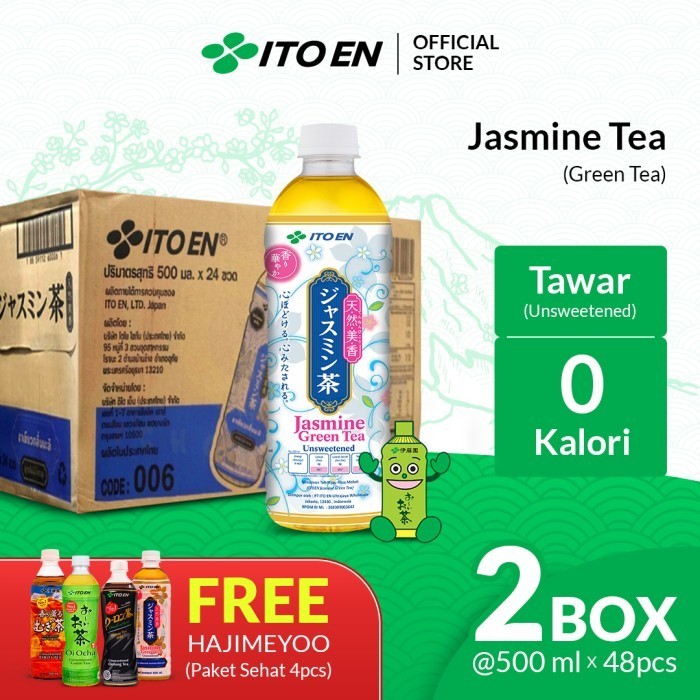 

2 Box ITO EN Jasmine Green Tea No Sugar 500ml Free Paket Sehat