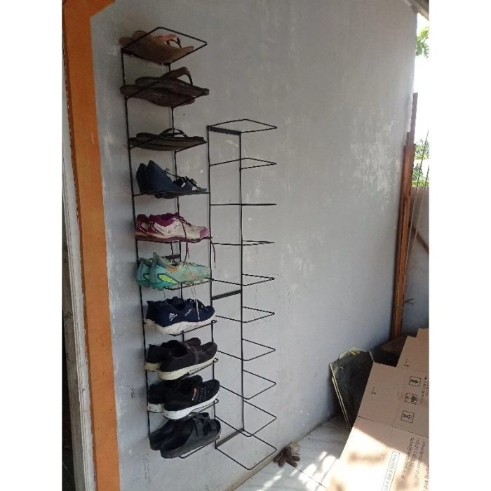 Rak Sepatu 10 Susun -Rak Sepatu Model Display Model Tempel Dinding-