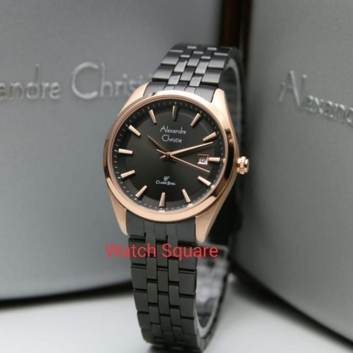 Jam Tangan Alexandre Christie Wanita Original AC8635 Black Rosegold
