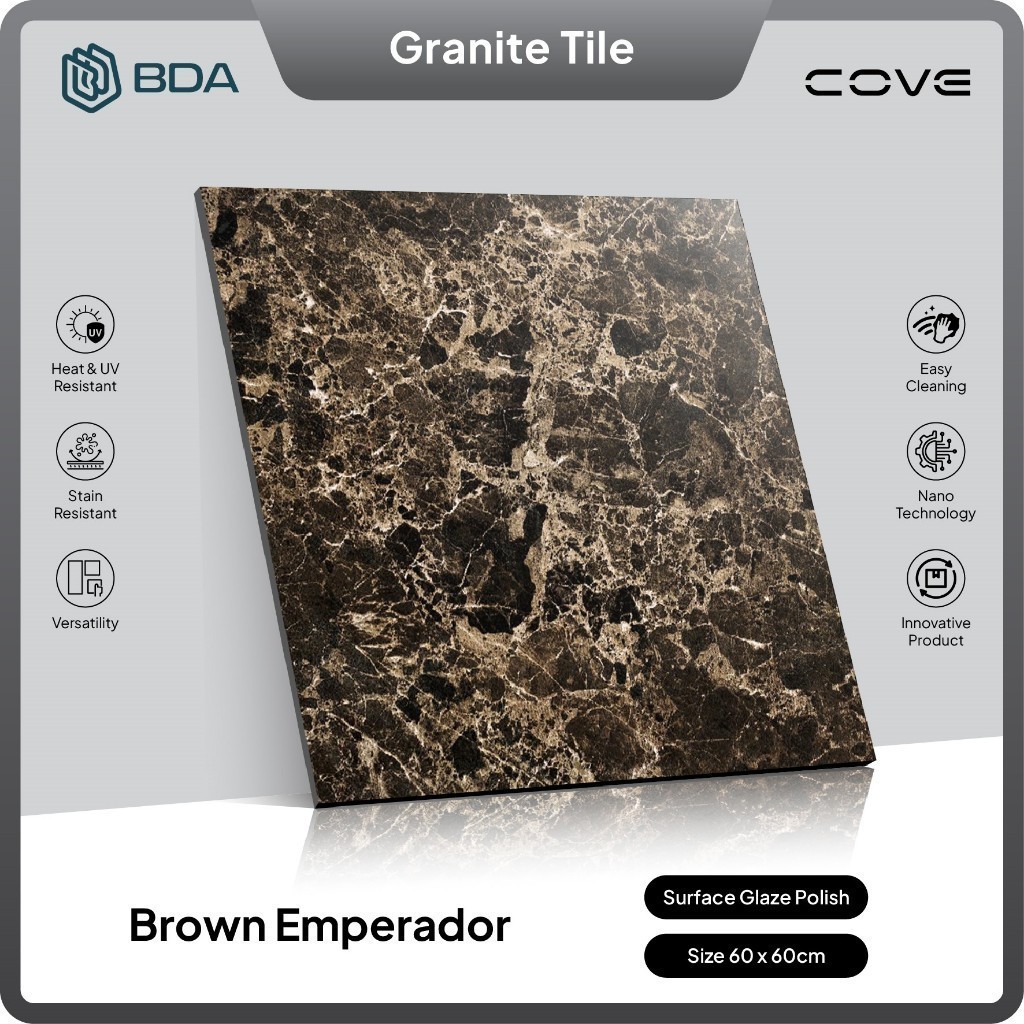 BDA Granite Tile Granit Lantai 60x60 Granit 60x60 Keramik Lantai Keramik Dinding Brown Emperador
