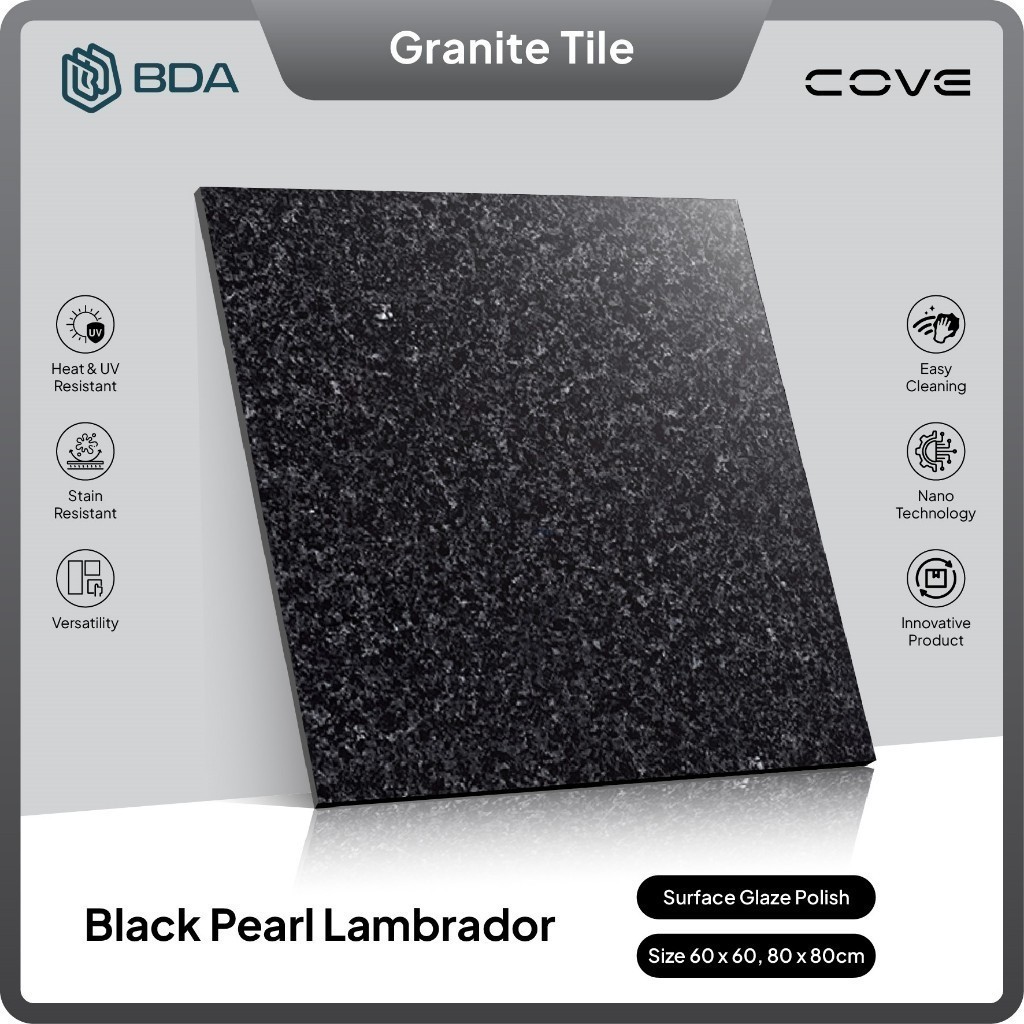 Cove Granite Tile Black Pearl Lambrador