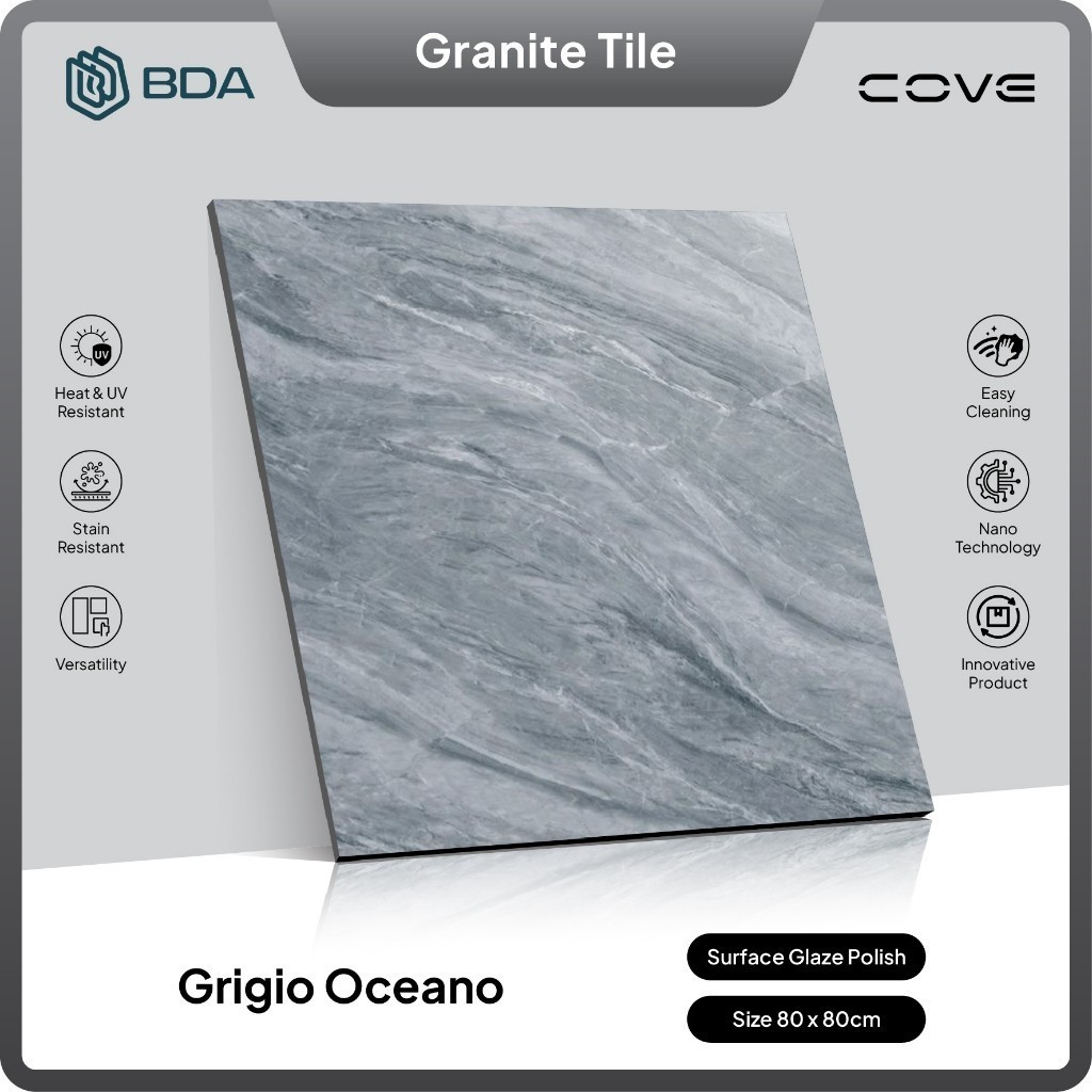 BDA Granite Tile Granit 80x80 Keramik Lantai Keramik Dinding Grigio Oceano