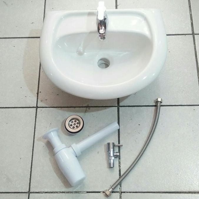 Wastafel Cuci Tangan Keramik Set Kran