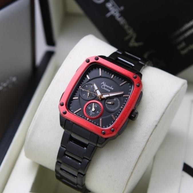 Jam Tangan Wanita Original Alexandre Christie AC2996 Black Red