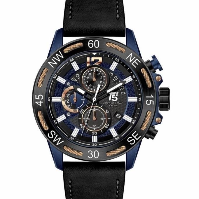 Jam Tangan Pria Original T5 H 3807G Black Rosegold