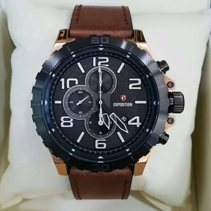 Jam Tangan Pria Expedition Original E6778 Black Rosegold
