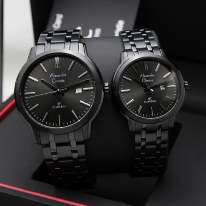 Jam Tangan Alexandre Christie Couple Original AC8657 Black