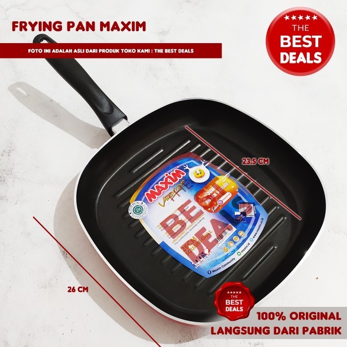 hanya disini] Square (Kotak) Fry Pan Maxim Teflon Grill - 26 cm