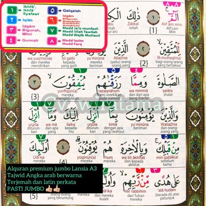 

AlQuran Terjemah Latin PerKATA A3 Lansia BESAR Tajwid WarnA