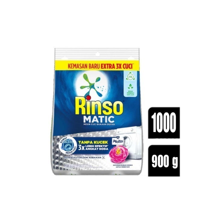 Rinso Matic Molto Deterjen Bubuk Front Load Bukaan Depan 1000 x 900 g