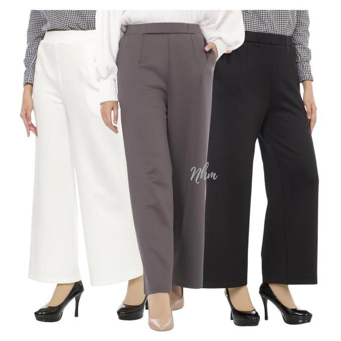 Celana Kulot Scuba PUTIH, Kulot Polos Scuba Premium