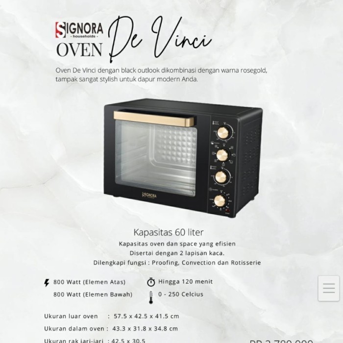 yang dicari@@@@] Oven De Vinci / Signora Oven De Vinci Berhadiah Langsung