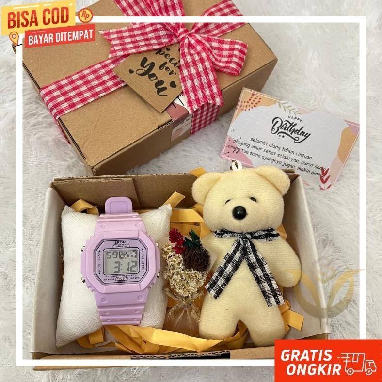 

PAKET GIFT BOX CEWEK ULANG TAHUN JAM TANGAN DIGITAL ANTI AIR HAMPERS WISUDA BUKET BUNGA KERING KADO SPECIAL KARTU UCAPAN AESTETIC ANNIVERSARY SIAP KIRIM