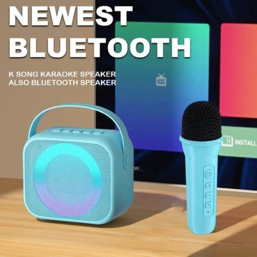 Microphone Speaker Bluetooth 2 Mic Wireless Karaoke Set Mini Portable