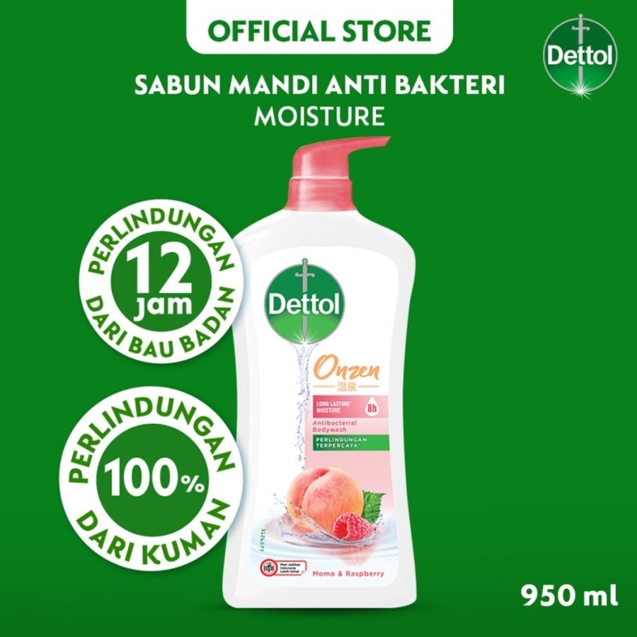 Dettol Body Wash Sabun Mandi Cair Onzen Momo Raspberry Pump 950 ml