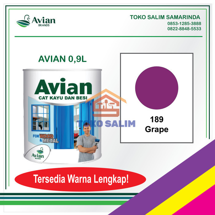 ~~~] Cat Minyak Kayu dan Besi 0,9L AVIAN Warna Lengkap- 189 Grape