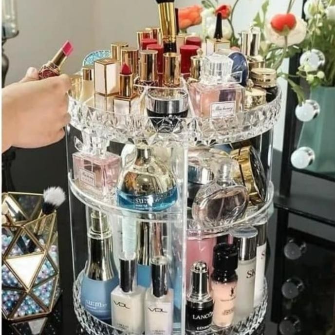 RAK KOSMETIK ACRILIC MAKE UP / RAK PUTAR 360 DERAJAT