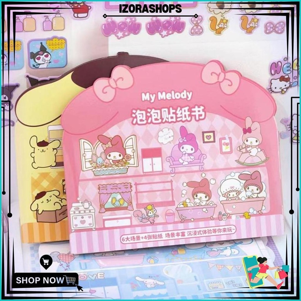 

Buku Stiker Diy Kuromi Melody Kitty Bubble 3D Sticker Quite Book Sanrio Home Cod