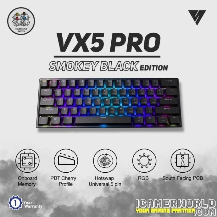 Vortex Series VX5 Pro Smokey RGB Hotswap Mechanical Gaming Keyboard