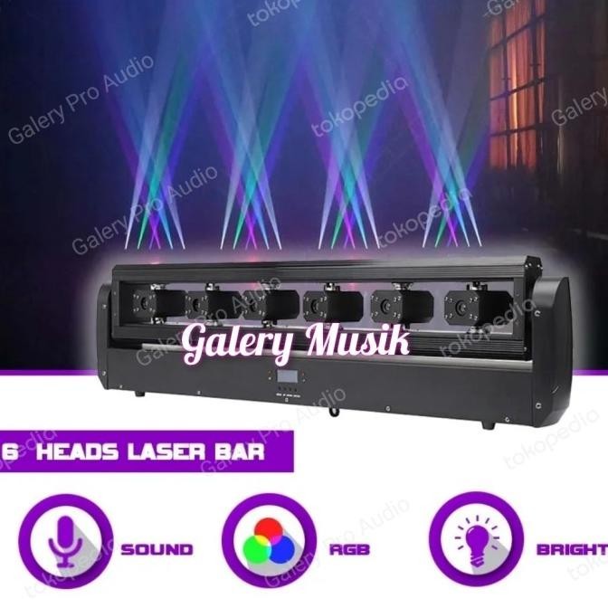 Siap Kirim Moving Led Disco 6 Eyes Rgb Fullcolor Laser Moving Head Light Bar Beam