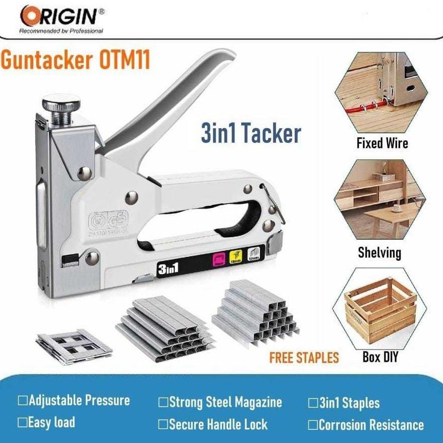 

COD Guntacker 3in1 OTM 11 / Stapler Tembak Kayu 1 SET / Gun Tacker 3 in 1 uk-12