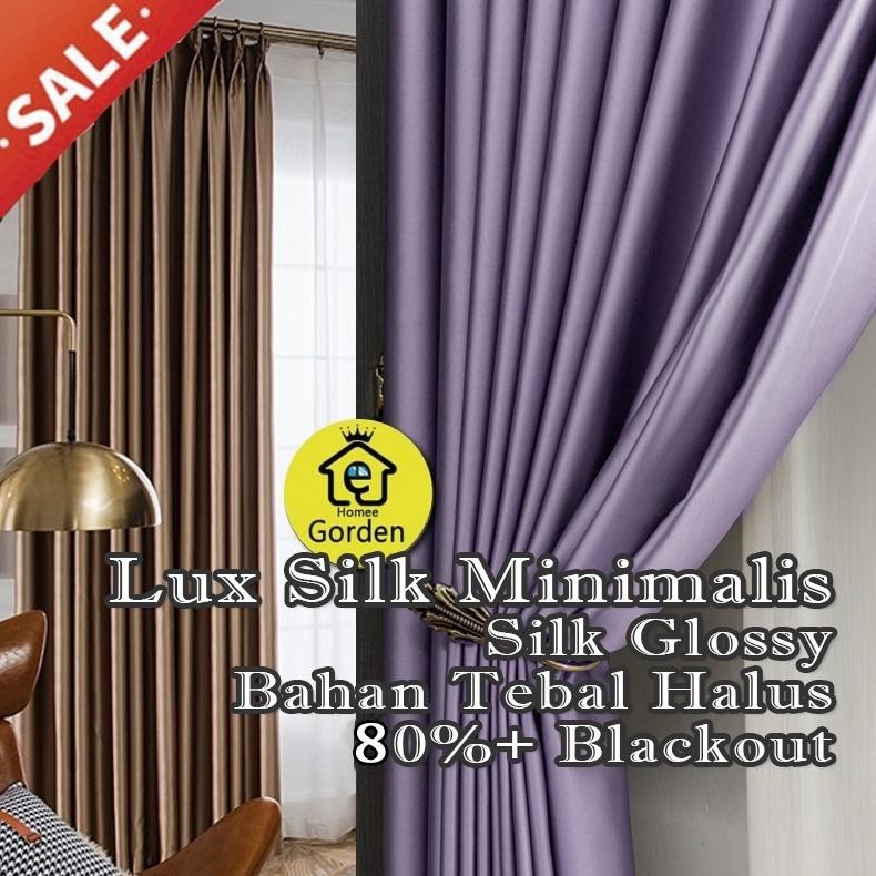 [PROMO] Gorden glosy polos Minimalis Blackout Dimunt Warna coklat Ungu