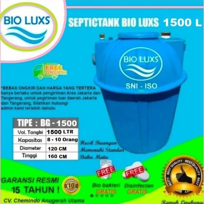 Tersedia Septictank Biotech, Biofil, Bioluxs Bl 1500 Liter