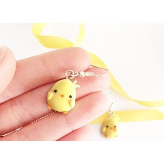 giwang tindik gantung handmade clay anting tusuk anak bebek duck