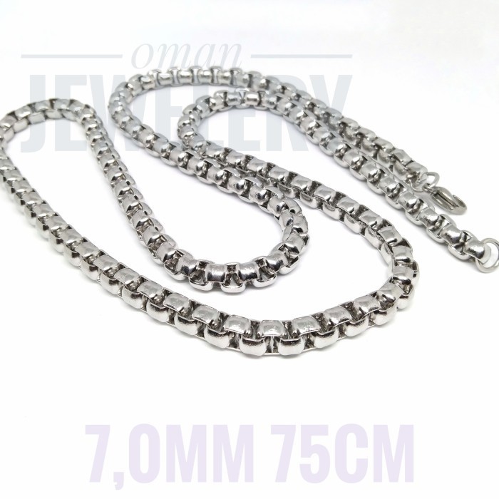Kalung Titanium Pria Rantai Sier Panjang 75Cm