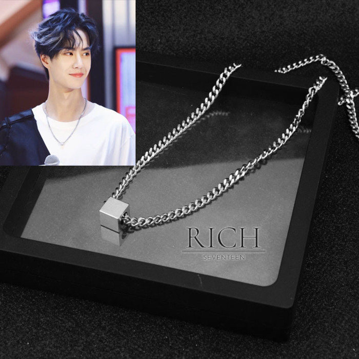 Kalung Titanium Pria Wanita Kalung Rantai Bandul Nine Bts