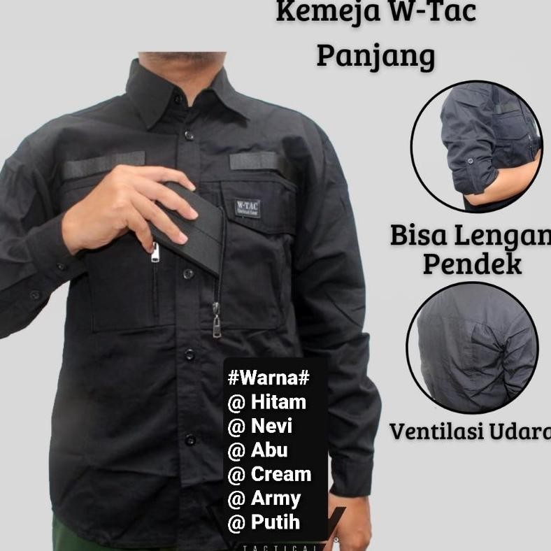 Baju Kemeja Tactical Pria Lapangan Outdoor Tangan Panjang W_Tac Qutdoor Baju Kerja Proyek Wtac W Tac