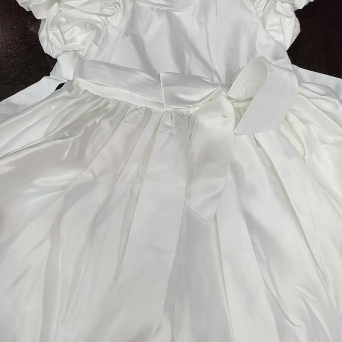 Gaun Putih Satin Anak Polos/Dress Putih Batita Anak Perempuan