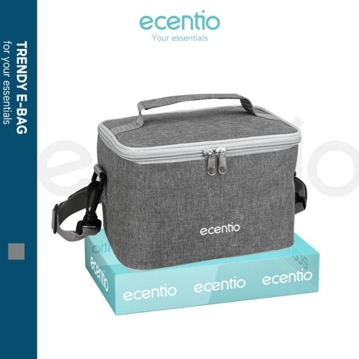 Ecentio Tas Bekal Lunch Bag/Tas Makan Siang Persegi Abu-Abu