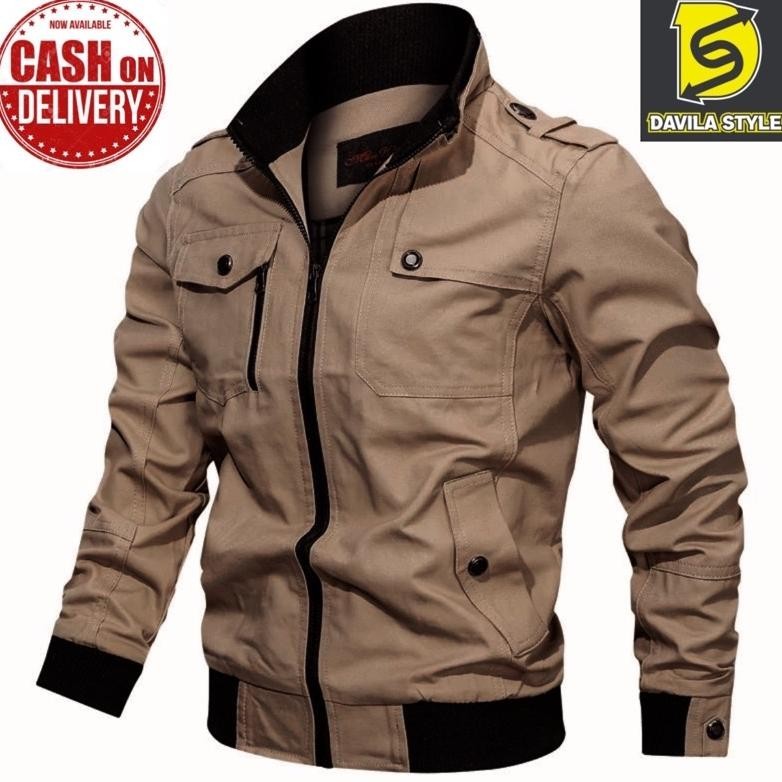 Jaket Pria Distro Keren Bomber Kanvas Kekinian