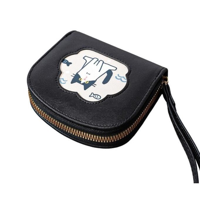 DOMPET KARTU WANITA WA821B5 IMPORT ORI KULIT KECIL LUCU HITAM KIREVIA