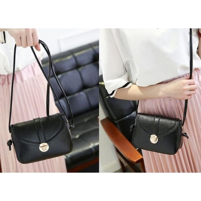 TAS SELEMPANG WANITA BOIS TA035B5 KULIT HITAM ABG BATAM MURAH SLING