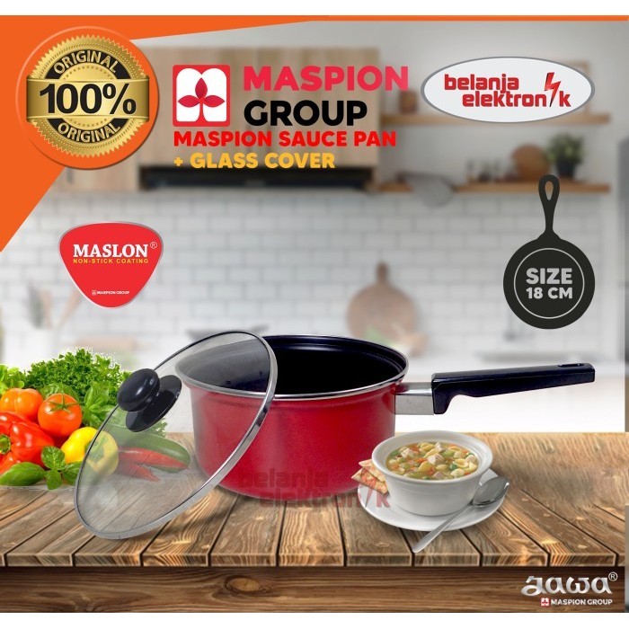 PANCI TEFLON MASPION SAUCE PAN 18 CM GLASS COVER
