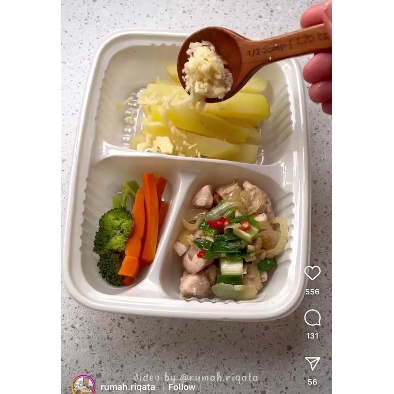 Stok Banyak [KELIPATAN 50 PC] MIKA BENTO MINI SEKAT 3 / MIKA BENTO MINI SIZE S DENGAN TUTUP / MIKA B