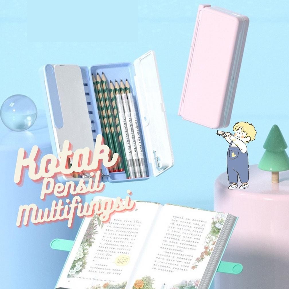 

Kotak Pensil Lipat / Tempat Pensil Multifungsi Dengan Papan Tulis Dan Tatakan Buku / Smart Pencil Case