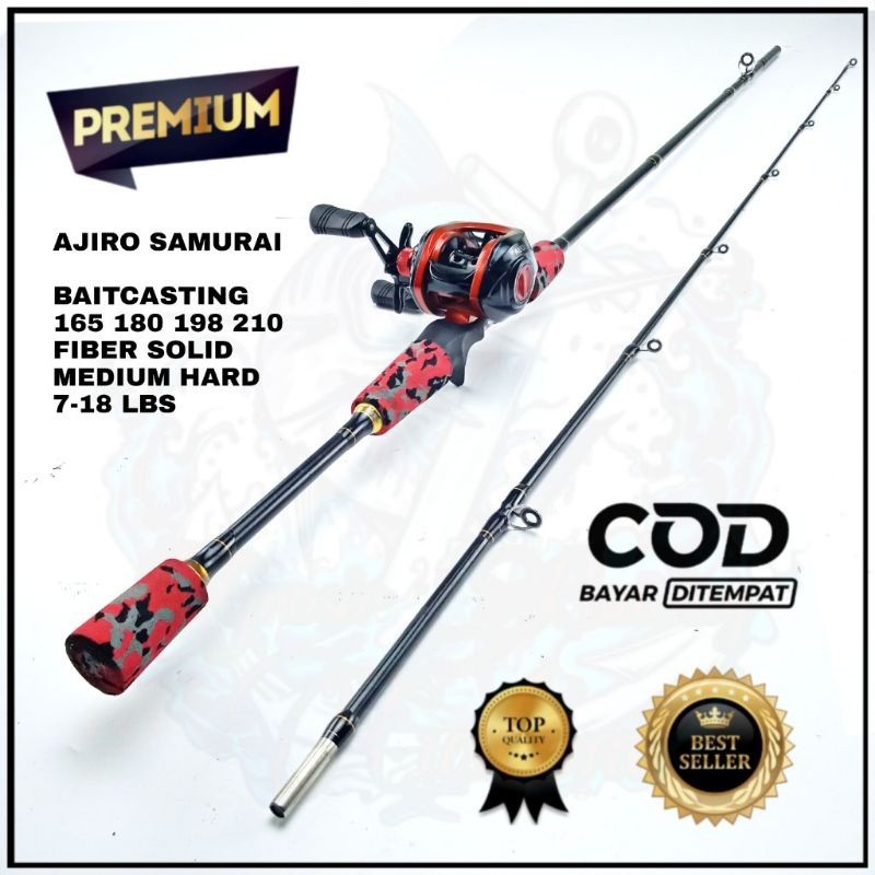 [Bahan halus dan Nyaman] satu set joran pancing bc baitcasting kuat 10 kg fiber solid murah ajiro