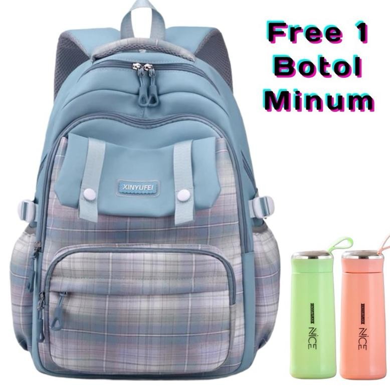 Tas Ransel Anak Sekolah Sd Smp Dan Sma Tas Ransel Motif Kotak+Kotak Tas Ransel Sekolah Terbaru