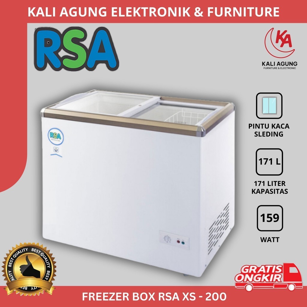 FREEZER RSA XS 200 / FREEZER SLIDING / 200 LITER / GRATIS KIRIM KOTA SERANG