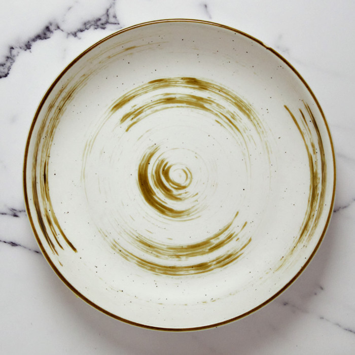 Artisan Ceramic White Scratch Deep Plate Piring Keramik