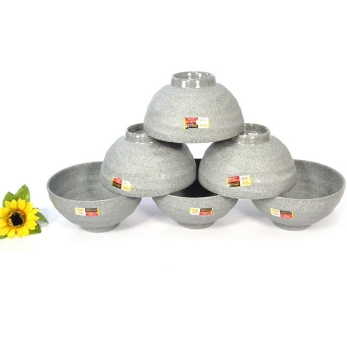 Golden Dragon Melamine Matte Grey Mangkok Kaki Tembikar 6"-6Pc
