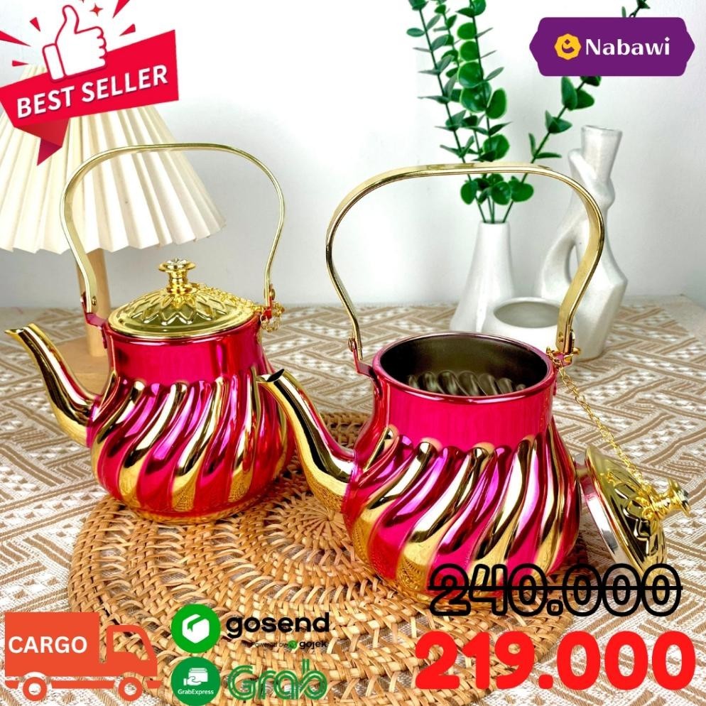 promoo teko ukir warna 1,2 liter teko arab teko zam zamteko teh teko kopi oleh oleh haji dan umroh