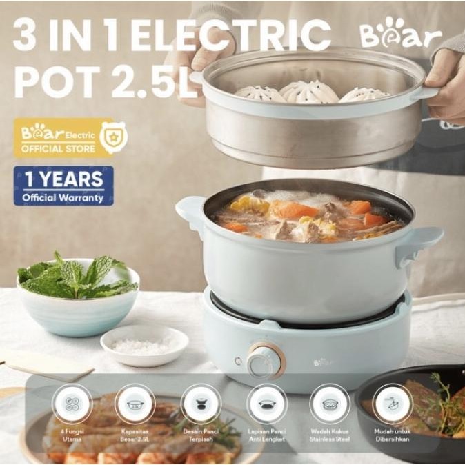 BEAR 3in1 Electric Pot 2,5 L / Panci Elektrik