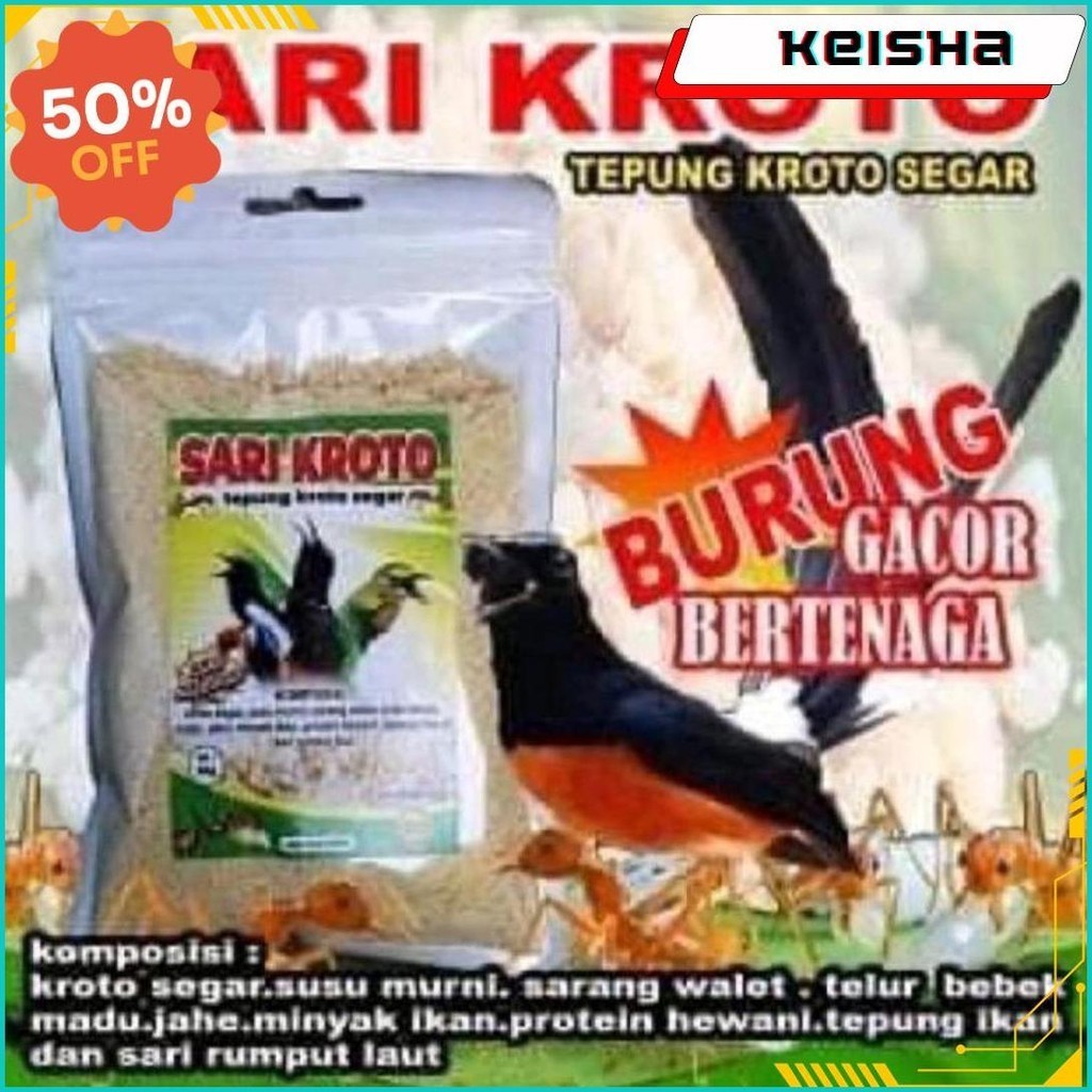 SARI KROTO BURUNG BERKICAU/MAKANAN BURUNG BISA COD