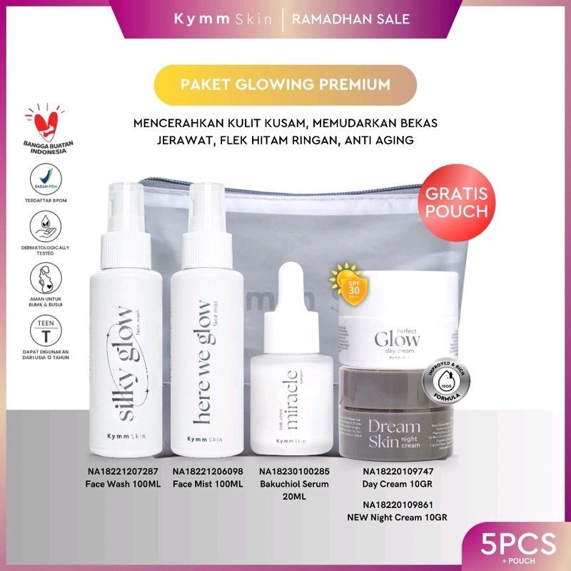Kymmskin Glowing Premium paket lengkap isi 5 - kymm skin paket glowing