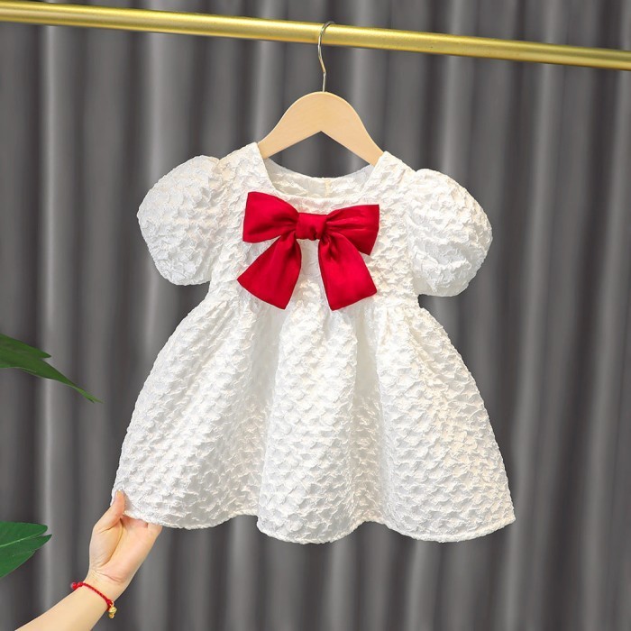 340157- Dress Import Gaun Pesta Lengan Pendek Balon Anak Perempuan