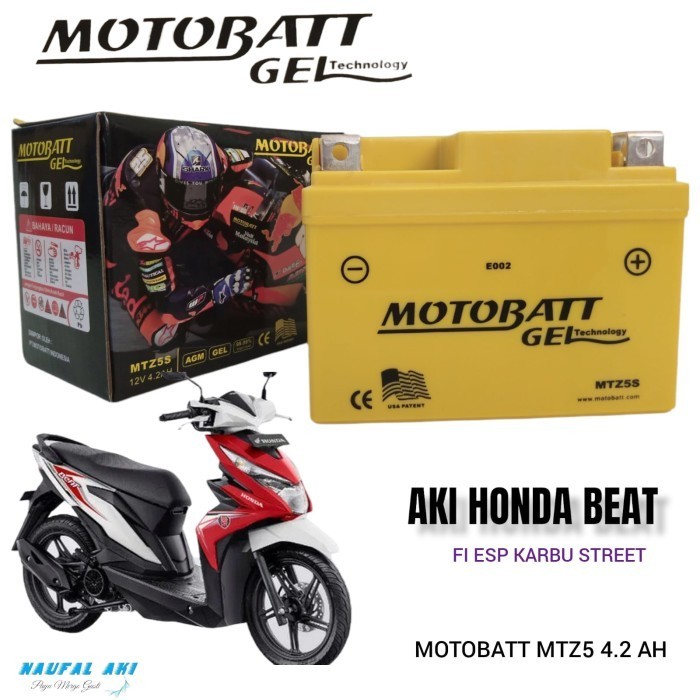 Aki Motor Honda Beat Fi Esp Karbu Motobatt Mtz5 Aki Gel